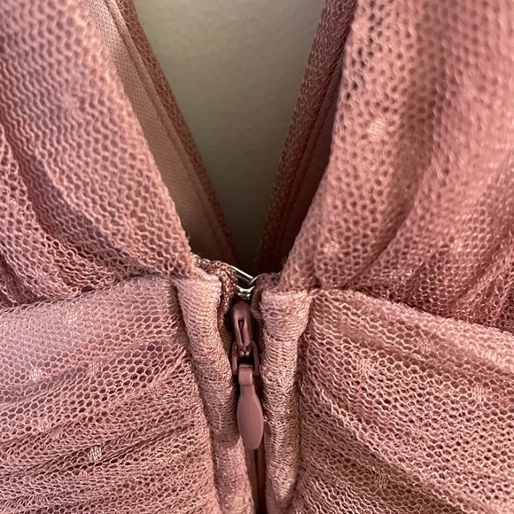 ASOS DESIGN spot tulle mesh plunge pep waist maxi dress prom dress new with tags - Picture 6 of 6